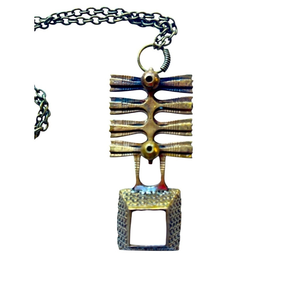 Vintage ‘60’s/‘70’s Pentti Sarpaneva bronze metal brutalist Necklace rare find!